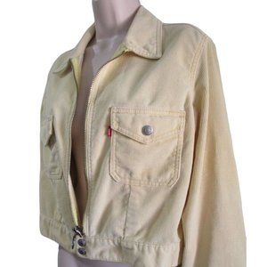 Levi's Yellow Corduroy Cropped Jacket Jr Lg Zip Front Small e Red Lable GUC